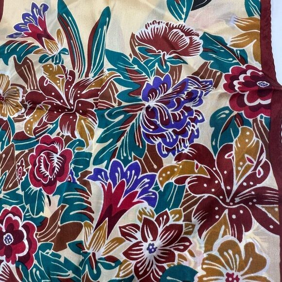 Oscar de la Renta Vintage Floral Silk Scarf 52” x 11” - Picture 3 of 4
